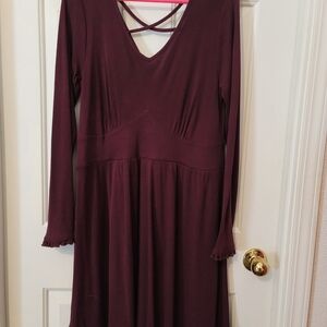 Charming Charlie Deep Burgundy Long Sleeve Dress
